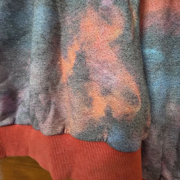 Wanakome Cowl Neck Pullover Size Small Tie Dye Hood Pocket Heavyweight Coral - Picture 16 of 16